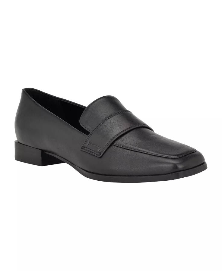 Women's Tadyn Square Toe Slip-On Casual Loafers Black Leather - 1