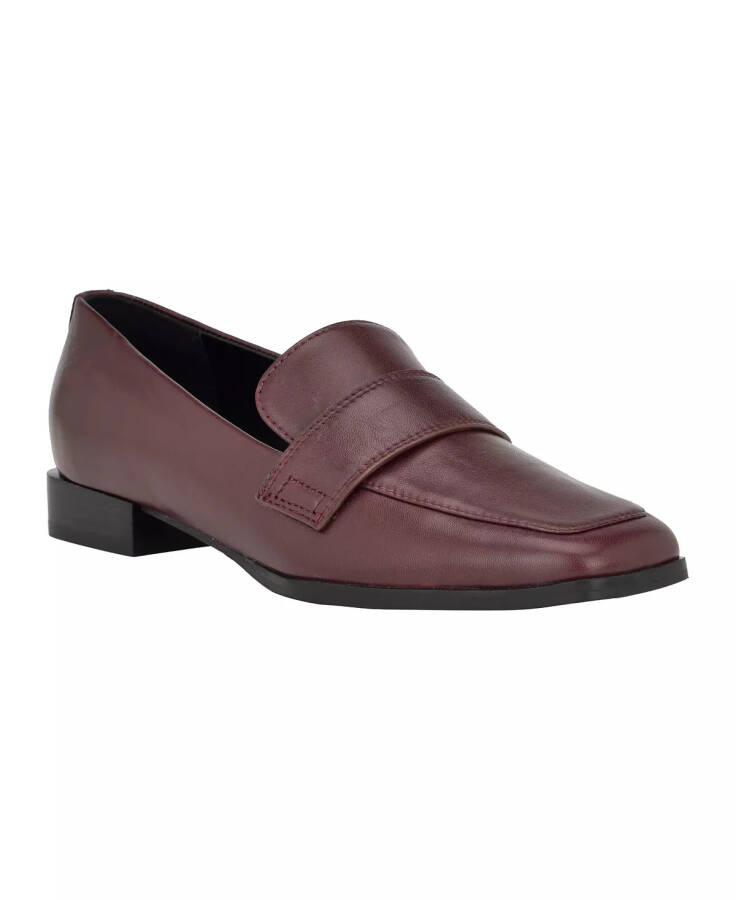 Women's Tadyn Square Toe Slip-On Casual Loafers Dark Red Leather - 1