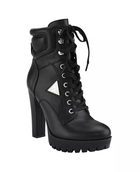 Women's Tanisa Heeled Lace-Up Platform Hikers Booties Black - 1