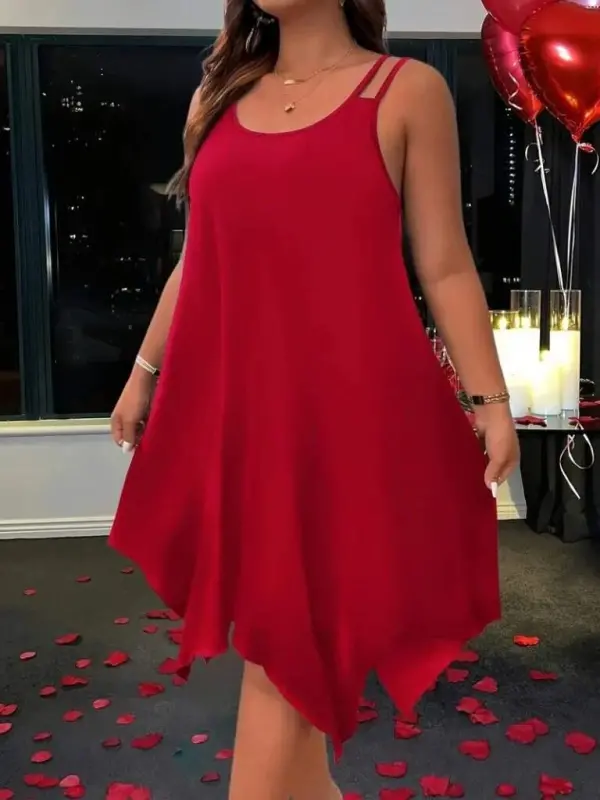 Women's Tank Top Round Asymmetrical Cut Detailed Viscose Dress - 1