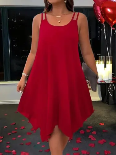 Women's Tank Top Round Asymmetrical Cut Detailed Viscose Dress - 3