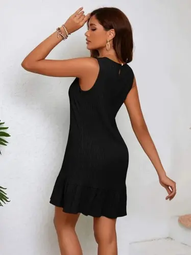 Women's Tank Top, Square Neck, Ruffled, Short Marta Dress - BÜYÜKBEDENIZ (1)