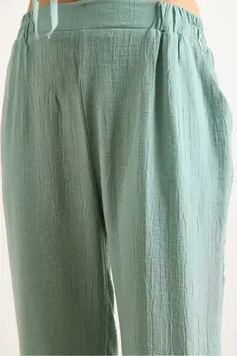 Women's Teal Green Tie Front Cardigan with Pockets - 6