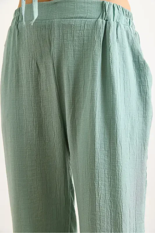 Women's Teal Green Tie Front Cardigan with Pockets - 6