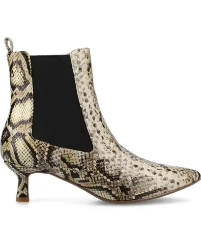 Women's Tenlee Pointed Toe Kitten Heel Dress Booties - Snake - JOURNEE COLLECTION (1)