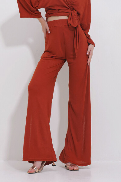 Women's Terracotta Slit Wide Leg Pants ALC-X11433 - 2