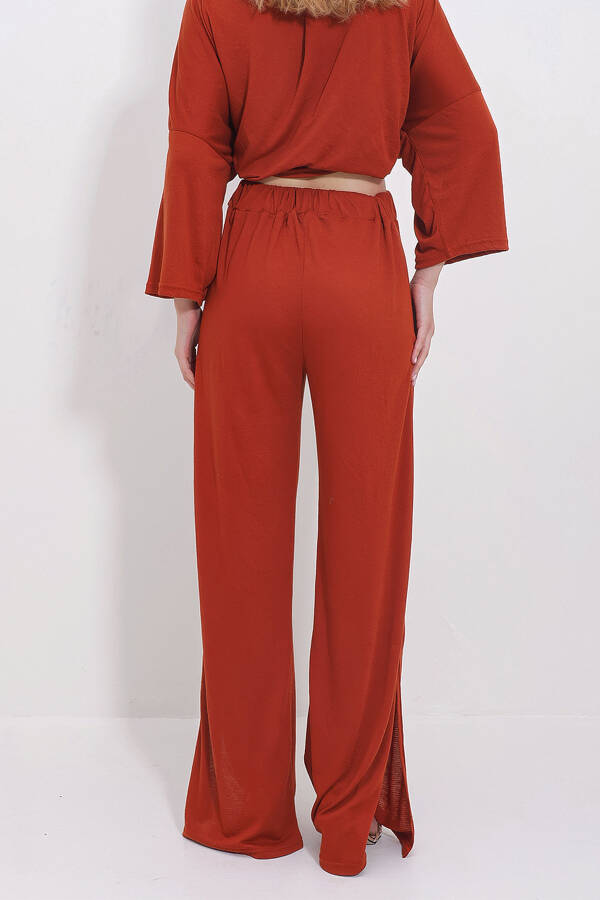 Women's Terracotta Slit Wide Leg Pants ALC-X11433 - 3