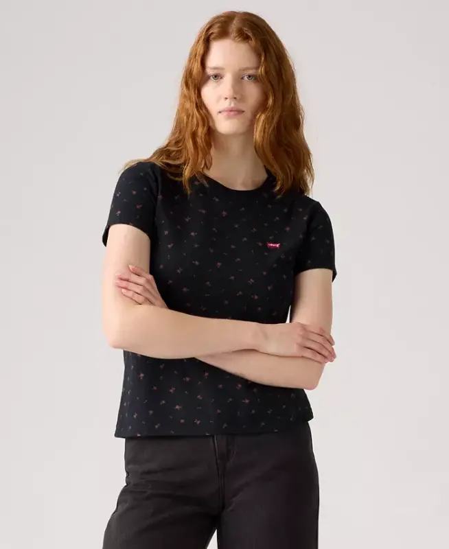 Women's The Perfect Crew Neck Cotton T-Shirt - Curie Ditsy Anthracite Night - 1