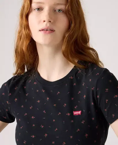 Women's The Perfect Crew Neck Cotton T-Shirt - Curie Ditsy Anthracite Night - 3