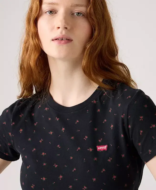 Women's The Perfect Crew Neck Cotton T-Shirt - Curie Ditsy Anthracite Night - 3