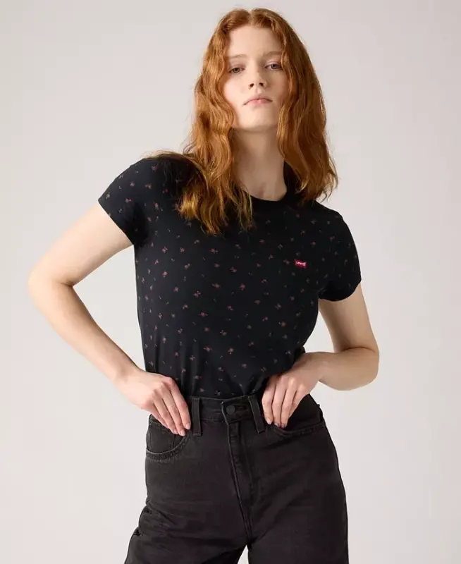 Women's The Perfect Crew Neck Cotton T-Shirt - Curie Ditsy Anthracite Night - 4