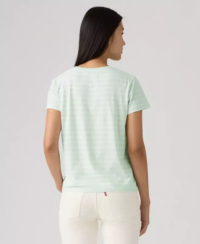 Women's The Perfect Crew Neck Cotton T-Shirt - Emily Stripe Pale Blue - 3