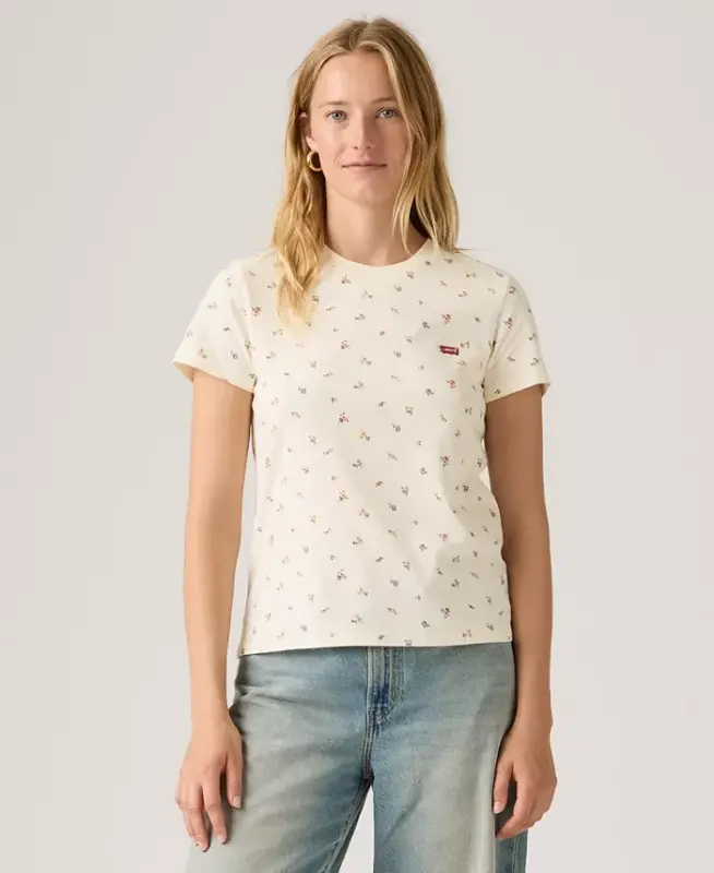 Women's The Perfect Crew Neck Cotton T-Shirt - Maja Ditsy Egret - LEVI'S
