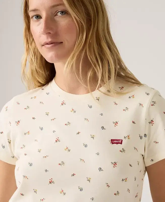 Women's The Perfect Crew Neck Cotton T-Shirt - Maja Ditsy Egret - 3