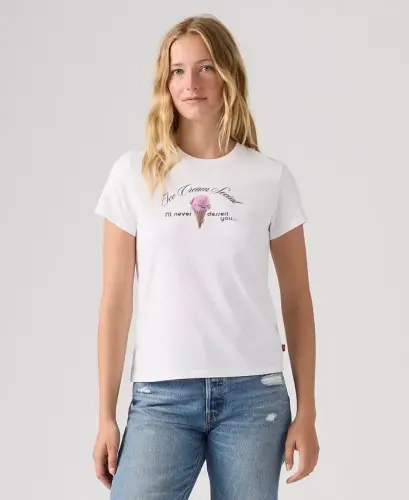 Women's The Perfect Crew Neck Cotton T-Shirt - Roll With It Bright White - 4