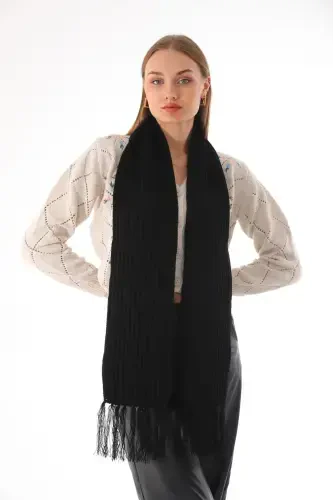 Women's Thessaloniki Knit Black Scarf-Black - 1