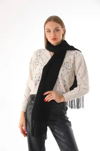 Women's Thessaloniki Knit Black Scarf-Black - RITAGARCIA (1)