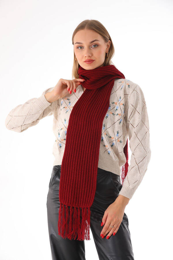 Women's Thessaloniki Knit Burgundy Scarf - 2