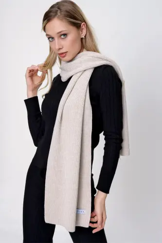 Women's Thessaloniki Knit Scarf Beige 22wk271 - CHUBA (1)