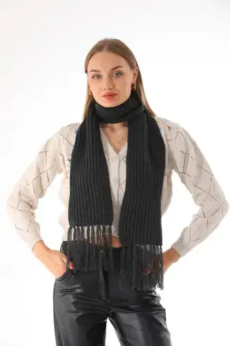 Women's Thessaloniki Knitted Anthracite Scarf-Anthracite - 3
