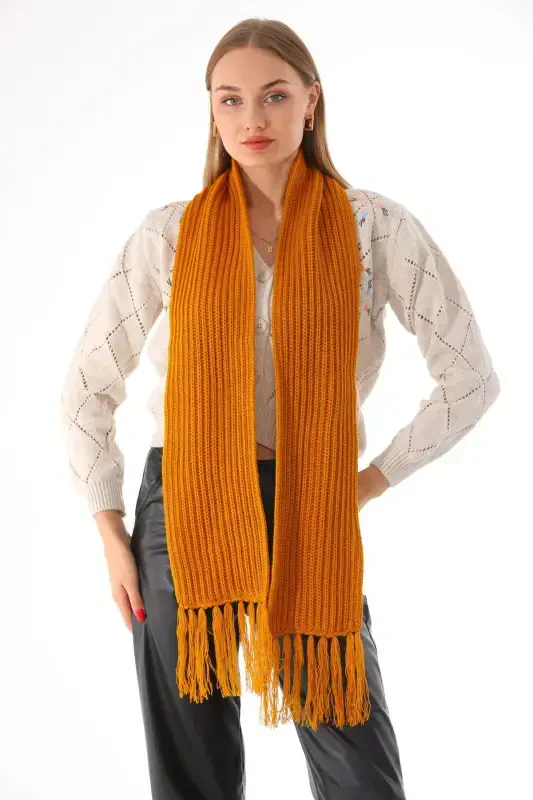 Women's Thessaloniki Knitted Mustard Scarf-Mustard - RITAGARCIA