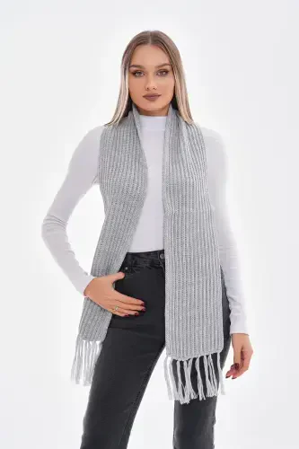 Women's Thessaloniki Knitted Scarf-Gray - RITAGARCIA (1)