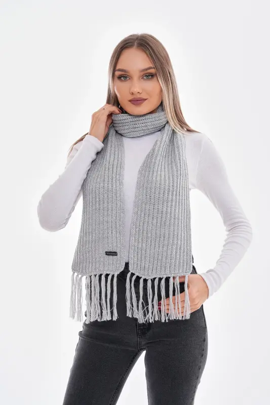 Women's Thessaloniki Knitted Scarf-Gray - 4