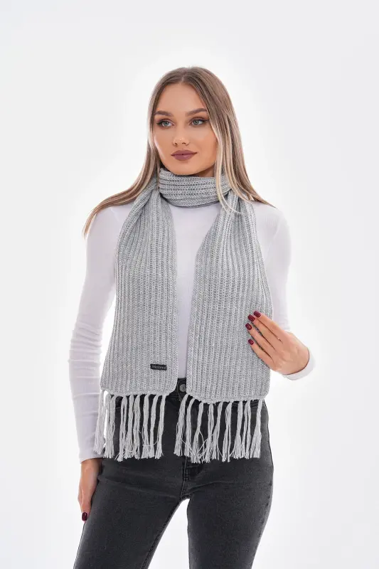 Women's Thessaloniki Knitted Scarf-Gray - 5