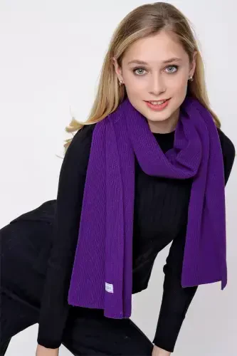 Women's Thessaloniki Knitted Scarf Purple 22wk271-Purple - 1