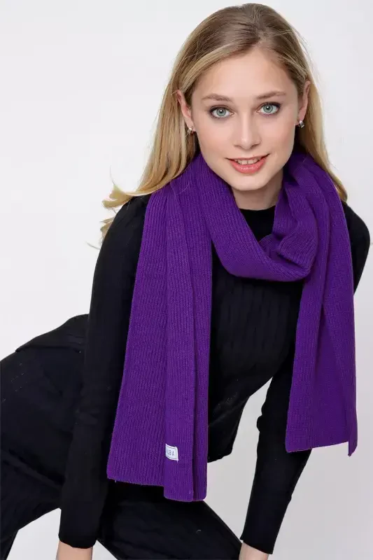 Women's Thessaloniki Knitted Scarf Purple 22wk271-Purple - CHUBA