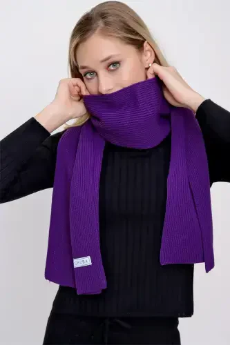 Women's Thessaloniki Knitted Scarf Purple 22wk271-Purple - CHUBA (1)