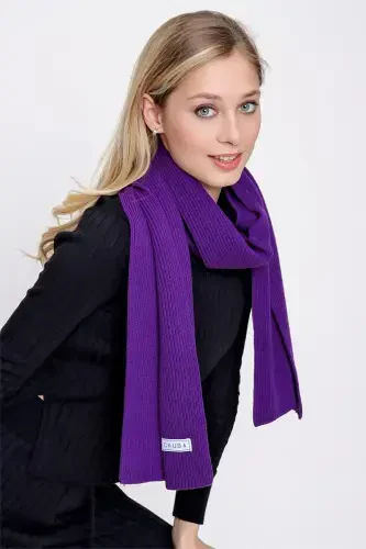 Women's Thessaloniki Knitted Scarf Purple 22wk271-Purple - 3
