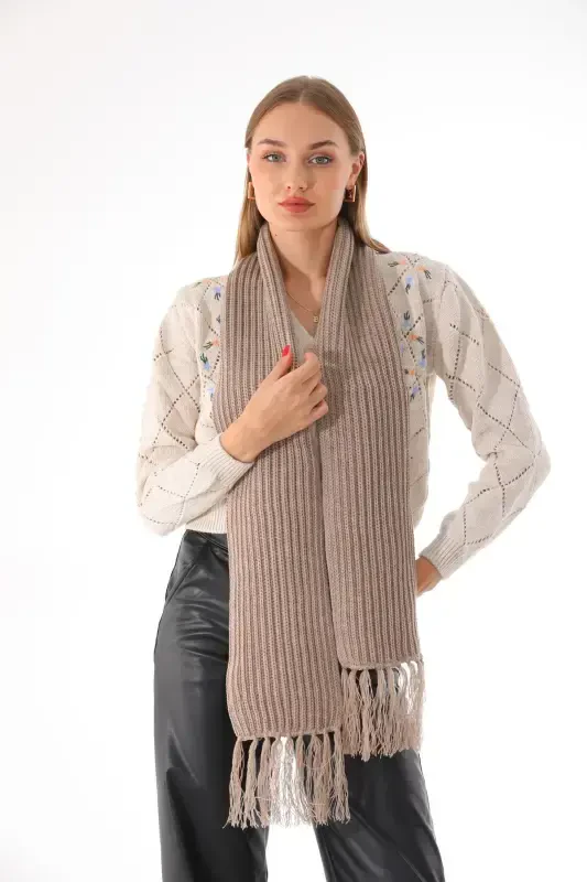 Women's Thessaloniki Knitted Stone Scarf-Stone - 1