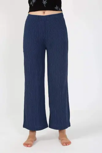 Women's Thick Strap Bodysuit Wide Leg Pants 2-Piece Set Black 4221 - 5