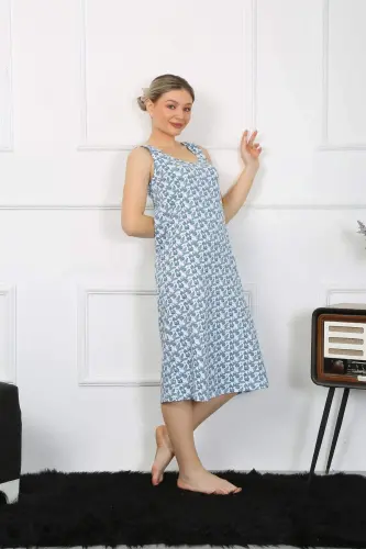 Women's Thick Strap Cotton Long Nightgown 12005 - 7