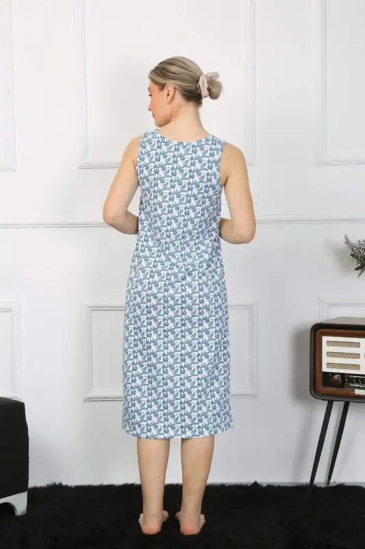 Women's Thick Strap Cotton Long Nightgown 12005 - 3