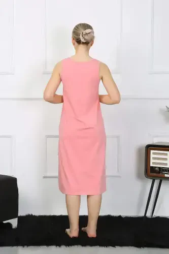 Women's Thick Strap Cotton Long Pink Nightgown 12001 - 1