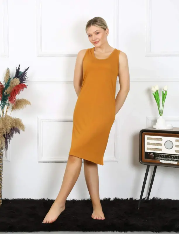 Women's Thick Strap Jersey Nightgown Mustard 14001 - 5