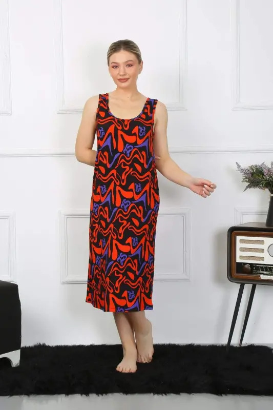 Women's Thick Strap Knitted Long Nightgown 12003 - BÜYÜKBEDENIZ