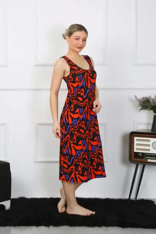 Women's Thick Strap Knitted Long Nightgown 12003 - 2