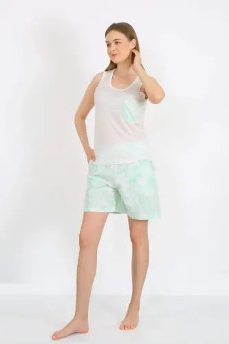 Women's Thick Strap Pocket Short Set White 3617 - BÜYÜKBEDENIZ (1)