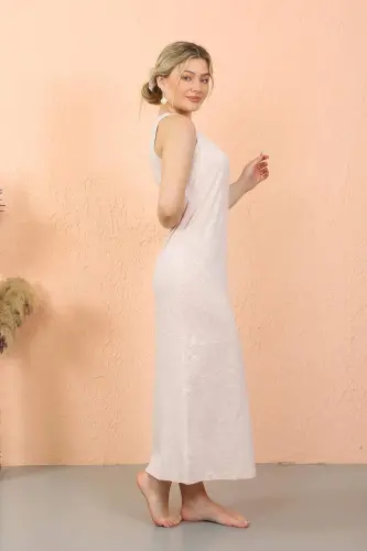 Women's Thick Strap Slit Long Nightgown 90113 - 5