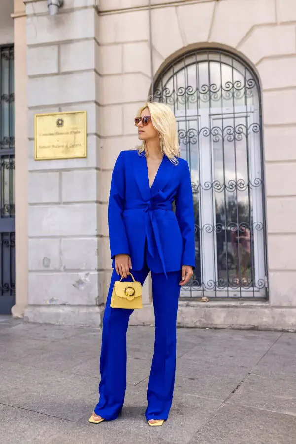 Women's Tie-Front Blazer Suit with Belt - 7