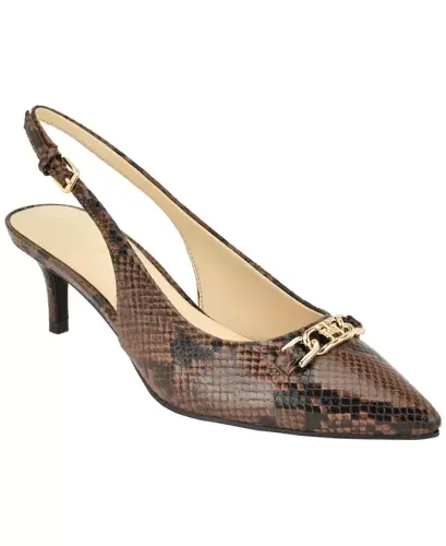 Women's Tienna Slingback Pointed Toe Pumps - Medium Brown Snake - 1