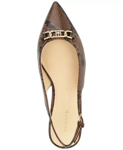 Women's Tienna Slingback Pointed Toe Pumps - Medium Brown Snake - 4