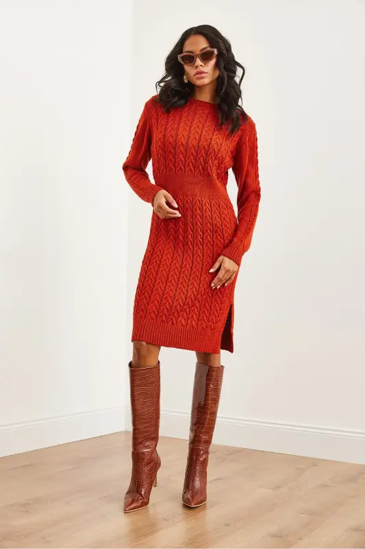 Women's Tile Belted Slit Braided Mini - 2