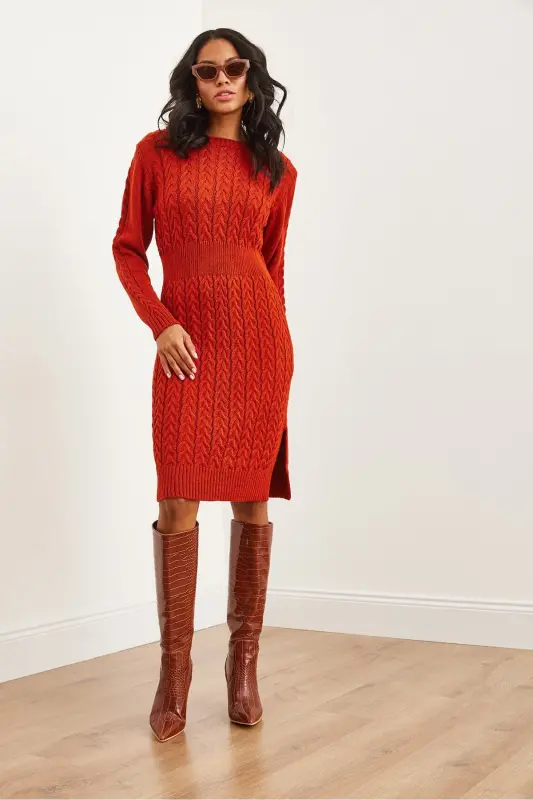 Women's Tile Belted Slit Braided Mini - 4