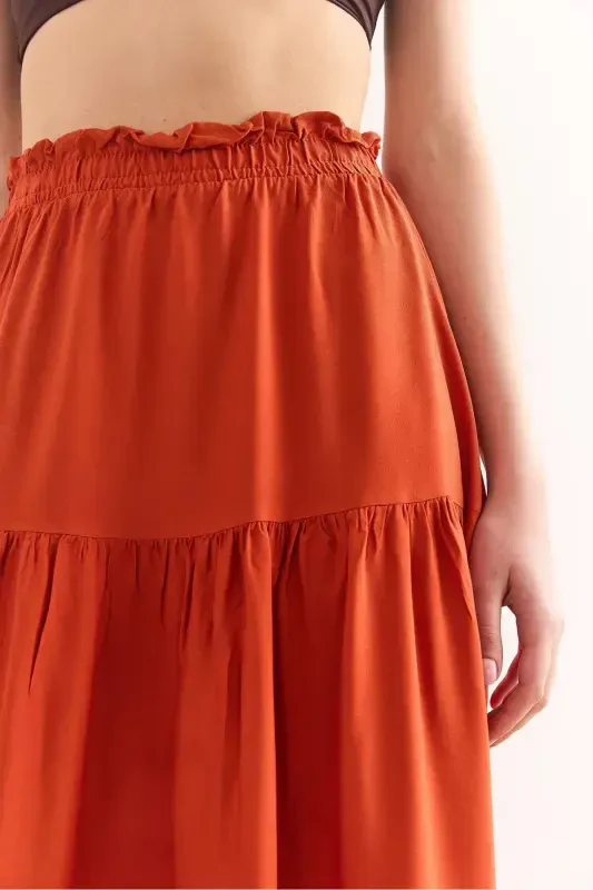 Women's Tile Tiered Midi Woven Skirt ETK - 6