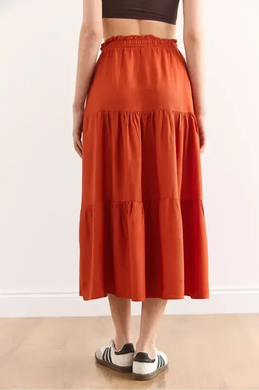 Women's Tile Tiered Midi Woven Skirt ETK - 7