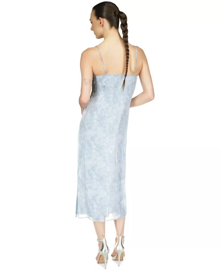 Women's Tonal-Print Slit Slip Dress Chambray - 2